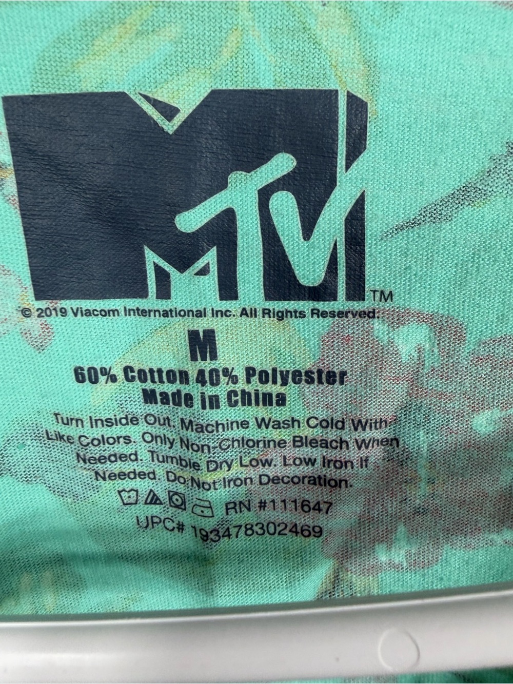 MTV Music Television Tropical Floral Logo Tank Teal Men's Size Medium Y2K Retro - Picture 2 of 3